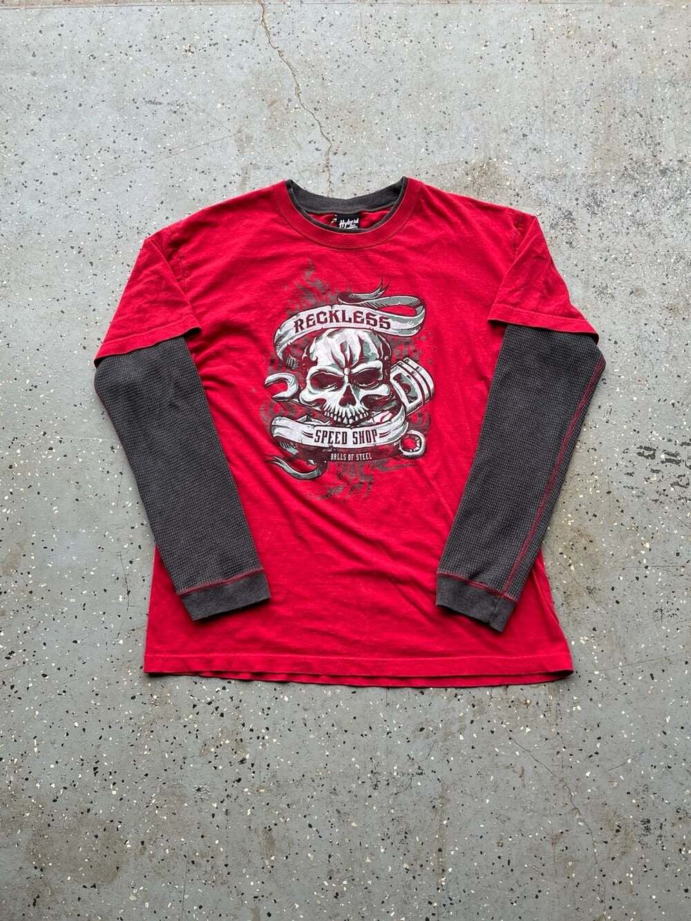 Hybrid Tees Reckless Speed Shop Balls of Steel Double-Layer Long Sleeve T-Shirt